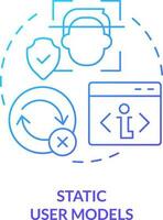 Static user models blue gradient concept icon. Human-computer interaction abstract idea thin line illustration. User behavior pattern. Isolated outline drawing vector