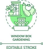Window box gardening green concept icon. Windosill containers. Gardening method abstract idea thin line illustration. Isolated outline drawing. Editable stroke vector