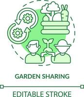 Garden sharing green concept icon. Urban horticulture sharing. Gardening type abstract idea thin line illustration. Isolated outline drawing. Editable stroke vector