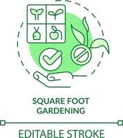 Square foot gardening green concept icon. Divide into small parts. Gardening method abstract idea thin line illustration. Isolated outline drawing. Editable stroke vector