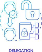 Delegation blue gradient concept icon. Identity management capability abstract idea thin line illustration. System modifications. Authentication. Isolated outline drawing vector