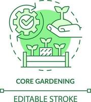 Core gardening green concept icon. Raised bed planting. Add straw. Gardening method abstract idea thin line illustration. Isolated outline drawing. Editable stroke vector