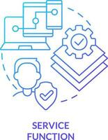 Service function blue gradient concept icon. Identity management process abstract idea thin line illustration. Remote access to systems. Isolated outline drawing vector
