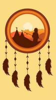 apache hanging decoration vector graphic with arizona view