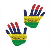 mauritius flag hand vectors