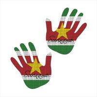 suriname flag hand vector