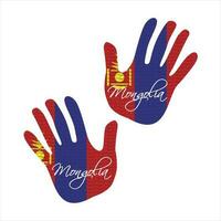 Mongolia bandera mano vector