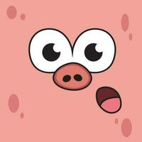 Pig Expression is Waiting to Know Cartoon. Animal Vector Icon Illustration, Isolated on Pink Background