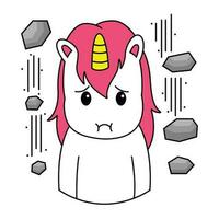 Unicorn Expression was Disappointed. Animal Vector Cartoon Isolated on White Background