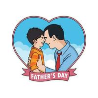 happy father's day with a background of love and blue clouds vector