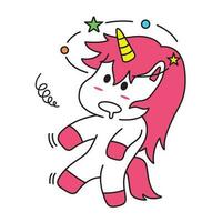 Expression of Cute Unicorn Cartoon. Animal Vector Icon Isolated on White Background