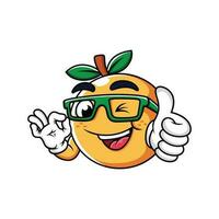 Orange with Thumbs Up Cartoon in white background vector