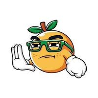 Cute Cartoon Orange Expression with Glasses in white background vector