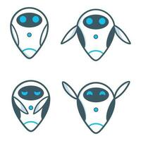 Set Robot Cartoon. Vector Icon Illustration, Isolated on White Background