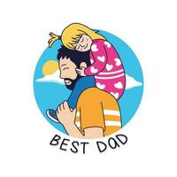 cartoon father and son with a beautiful blue sky background vector