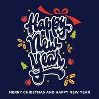New Year Greeting Design. Sign Vector Icon Illustration, Isolated on Navy Background