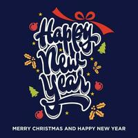 New Year Greeting Design. Sign Vector Icon Illustration, Isolated on Navy Background