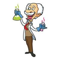 Crazy Professor with His Invaluable Inventions. Vector Icon Illustration Isolated on White Background