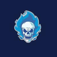 skull logo with blue fire vector