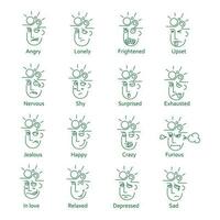 Set of Head Expression Cartoon. Vector Icon Illustration Isolated on White Background