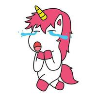 Unicorn Expression Crying. Animal Vector Cartoon Isolated on White Background