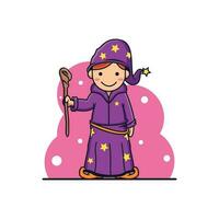 Cute Witch Cartoon . Vector Icon Illustration, Isolated on White Background