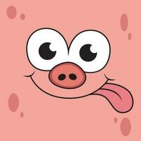 Smile Pig Expression Cartoon. Animal Vector Icon Illustration, Isolated on Pink Background