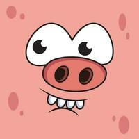 Pig Expression of Waiting for Surprise Cartoon. Animal Vector Icon Illustration, Isolated on Pink Background