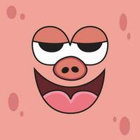 Pig Expression Cartoon. Animal Vector Icon Illustration, Isolated on Pink Background