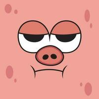 Disappointed Pig Expression Cartoon. Animal Vector Icon Illustration, Isolated on Pink Background