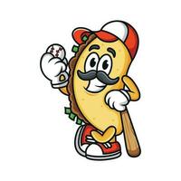 cartoon taco is holding a baseball vector