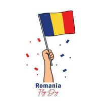 Romania flag design with hand on white background vector