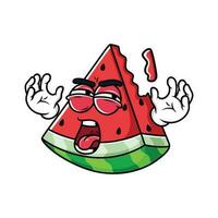 The watermelon cartoon expression was angry in white background vector