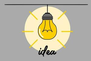 Idea concept. Light bulb with text idea. Vector illustration. Simple Bulb Sign for Marketing Management Innovation Project Vector.