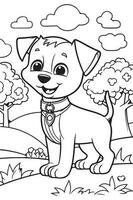 perro colorante página, perro personaje para colorante libro vector