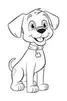 Dog Coloring Page, Dog Character For Coloring Book vector