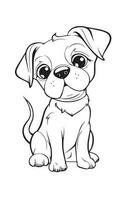 Dog Coloring Page, Dog Character For Coloring Book vector