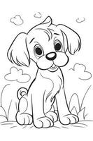 Dog Coloring Page, Dog Character For Coloring Book vector