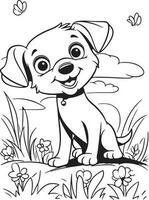 Dog Coloring Page, Dog Character For Coloring Book vector