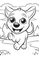 Dog Coloring Page, Dog Character For Coloring Book vector