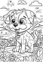 Dog Coloring Page, Dog Character For Coloring Book vector