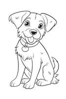 Dog Coloring Page, Dog Character For Coloring Book vector