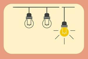 Illustration of an idea light bulb with a lightbulb hanging from it. Creative Idea Concept of simplifying Complex Business Process Problem vector