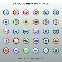 Collection of popular social media logo. Facebook, instagram, twitter, linkedin, youtube, telegram, vimeo, snapchat, whatsapp. Realistic editorial set. vector