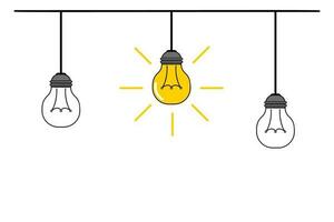 Idea concept. Light bulbs on a white background. Vector illustration