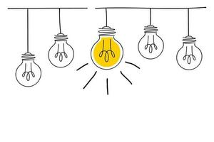 Light bulbs connected to each other on a white background. Vector illustration