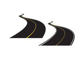 Winding asphalt road set vector illustration on background