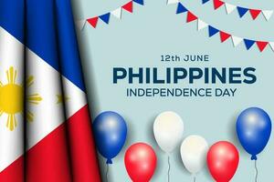12mo junio Filipinas independencia día ilustración antecedentes con globos vector