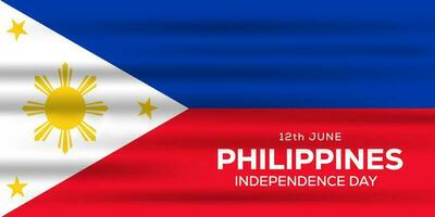 12mo junio Filipinas independencia día horizontal bandera ilustración vector