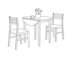 de madera restaurante sillas con mesa conjunto en moderno interior con blanco antecedentes vector
